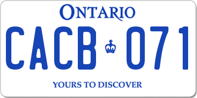 ON license plate CACB071