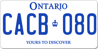 ON license plate CACB080