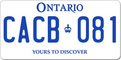 ON license plate CACB081