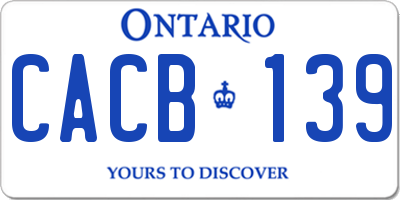 ON license plate CACB139