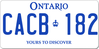 ON license plate CACB182