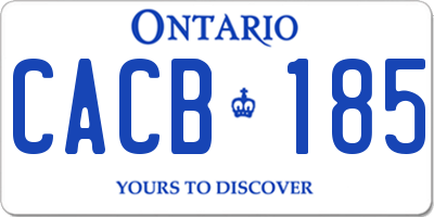 ON license plate CACB185