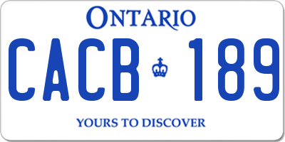 ON license plate CACB189