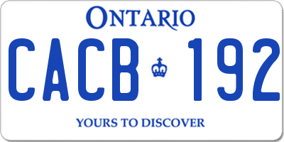 ON license plate CACB192