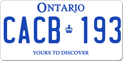 ON license plate CACB193