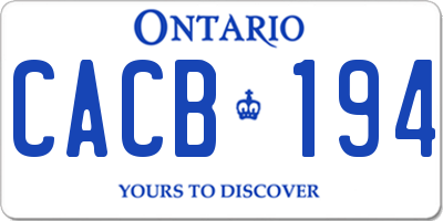 ON license plate CACB194