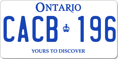 ON license plate CACB196