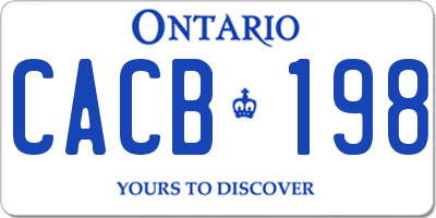 ON license plate CACB198