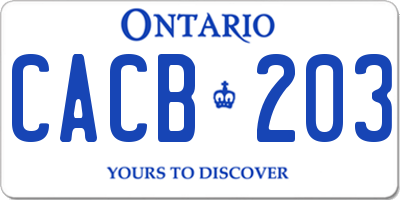 ON license plate CACB203