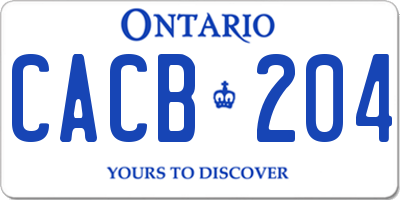 ON license plate CACB204