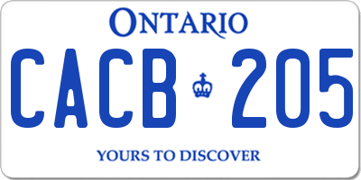 ON license plate CACB205