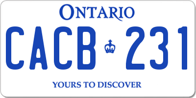 ON license plate CACB231