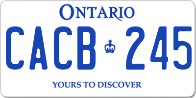 ON license plate CACB245