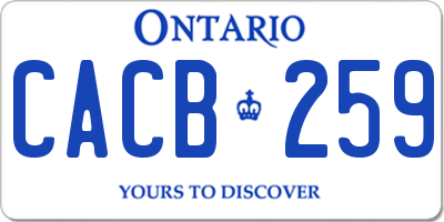 ON license plate CACB259