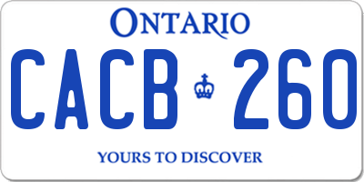 ON license plate CACB260