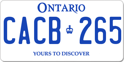 ON license plate CACB265