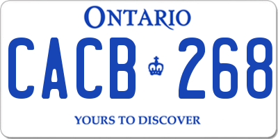 ON license plate CACB268