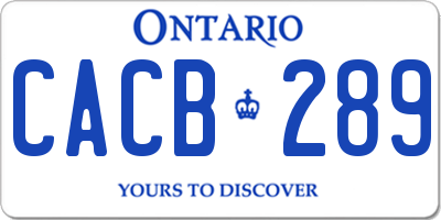 ON license plate CACB289