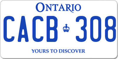 ON license plate CACB308