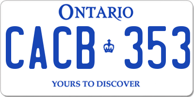 ON license plate CACB353