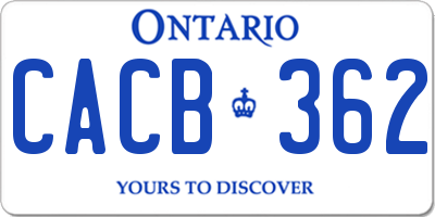 ON license plate CACB362