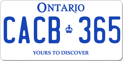 ON license plate CACB365