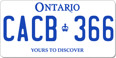 ON license plate CACB366