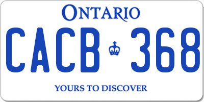 ON license plate CACB368