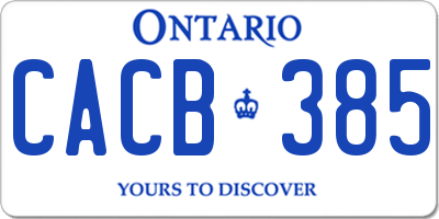 ON license plate CACB385