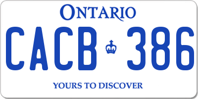 ON license plate CACB386