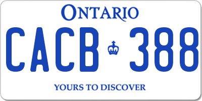 ON license plate CACB388