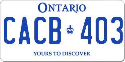 ON license plate CACB403