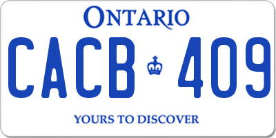 ON license plate CACB409