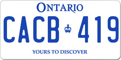 ON license plate CACB419