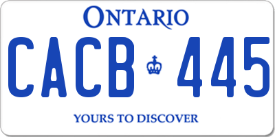 ON license plate CACB445