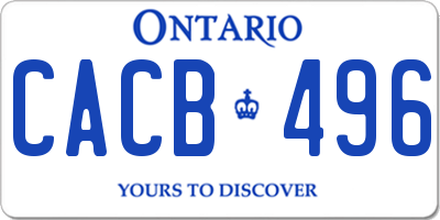 ON license plate CACB496