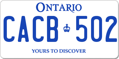 ON license plate CACB502