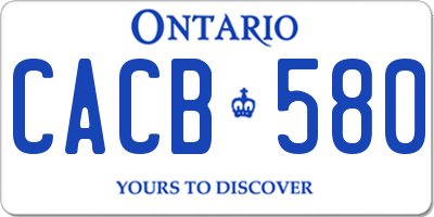 ON license plate CACB580