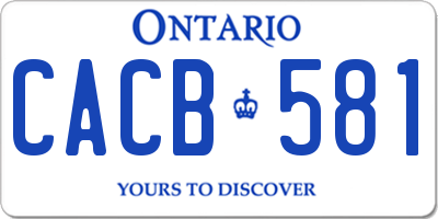 ON license plate CACB581