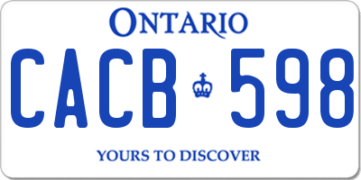 ON license plate CACB598