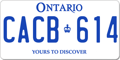 ON license plate CACB614