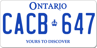 ON license plate CACB647