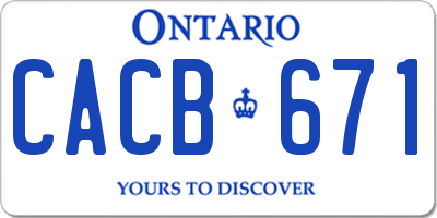 ON license plate CACB671