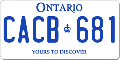 ON license plate CACB681