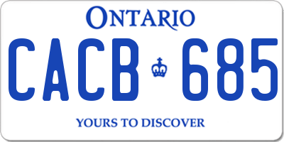 ON license plate CACB685