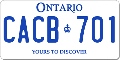 ON license plate CACB701