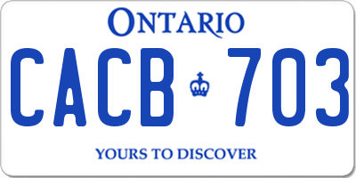 ON license plate CACB703