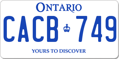 ON license plate CACB749