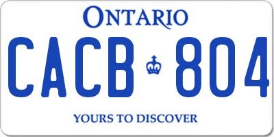 ON license plate CACB804