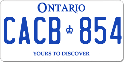 ON license plate CACB854